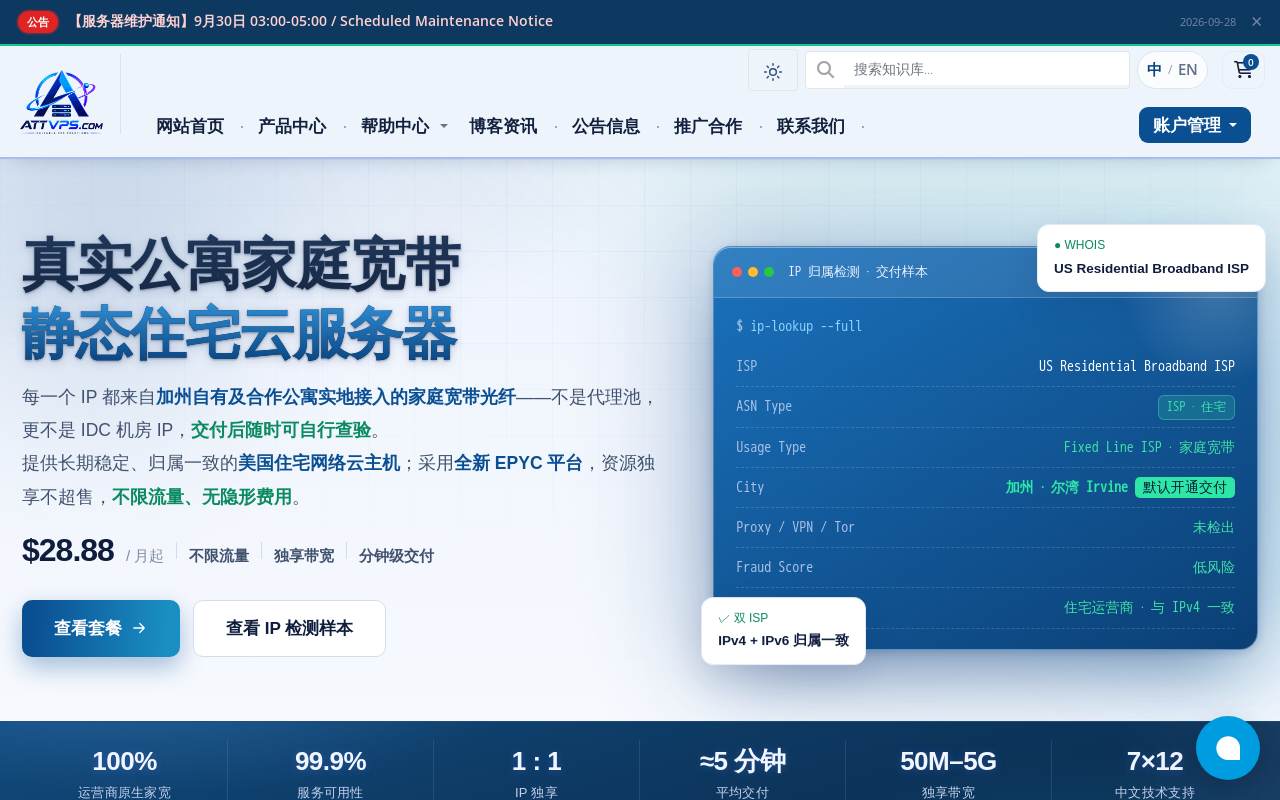 ATTVPS 官网截图